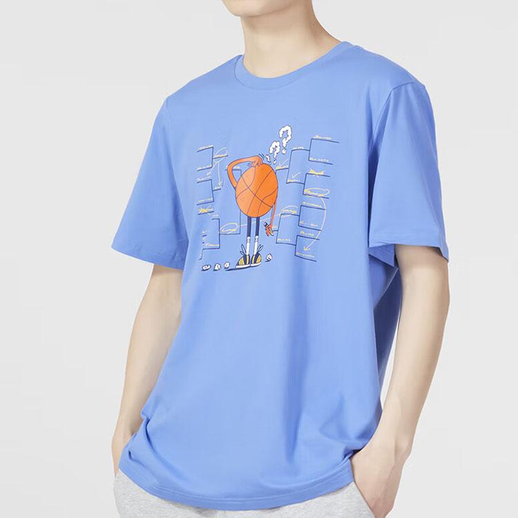 Adidas Cartoon Print Round Neck Short Sleeve T-Shirt Men Tops Blue IC1871