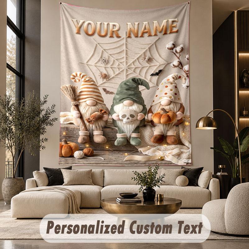 Gnomo (23) Tapeçaria Personalizada com Tema Nome Personalizado Texto Pendurado na Parede Tapeçaria Decoração de Casa Tecido de Fundo