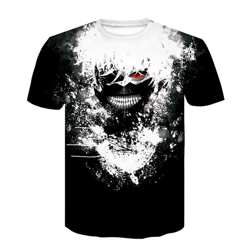 Strange Things Tokyo Ghoul Men 3D Graphic T Shirts Anime Ken Kaneki Print T Shirts Cartoon Loose Cotton Tshirts Hipster Tops