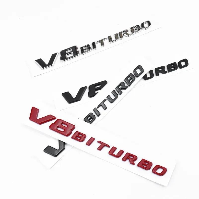 V8 BITURBO Letter 3D ABS Car Sticker for Mercedes Benz Twin Turbo Logo Fender Modification Label Decorative Decal AccessoriesRR1