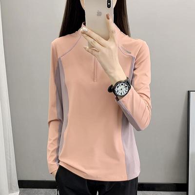 Women's Quick-Dry Long Sleeve T-Shirt: Spring/Autumn, Moisture-Wicking, Breathable, Stand Collar, Ideal for Hiking & Mountaineering