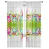 Easter Eggs Grass Rabbit Ears Sheer Tulle Window Curtains For Living Room Bedroom Kitchen Veiling Curtain Home Decoration