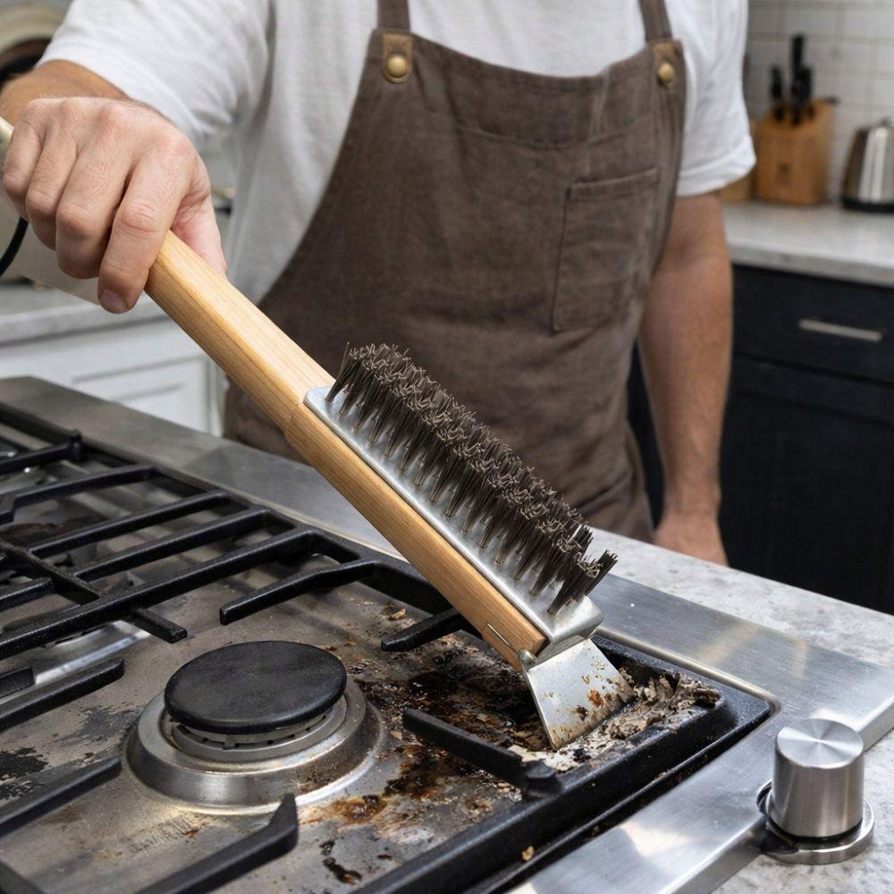 Grill Scraper Grill Cleaning Brush Copper Bristle Oven Cleaner Brush Wire Brush  Grill Maintenance