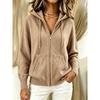 Women's Fall Winter Solid Color V-neck Hooded Zipper Loose Knit Cardigan Sweater, European American Style