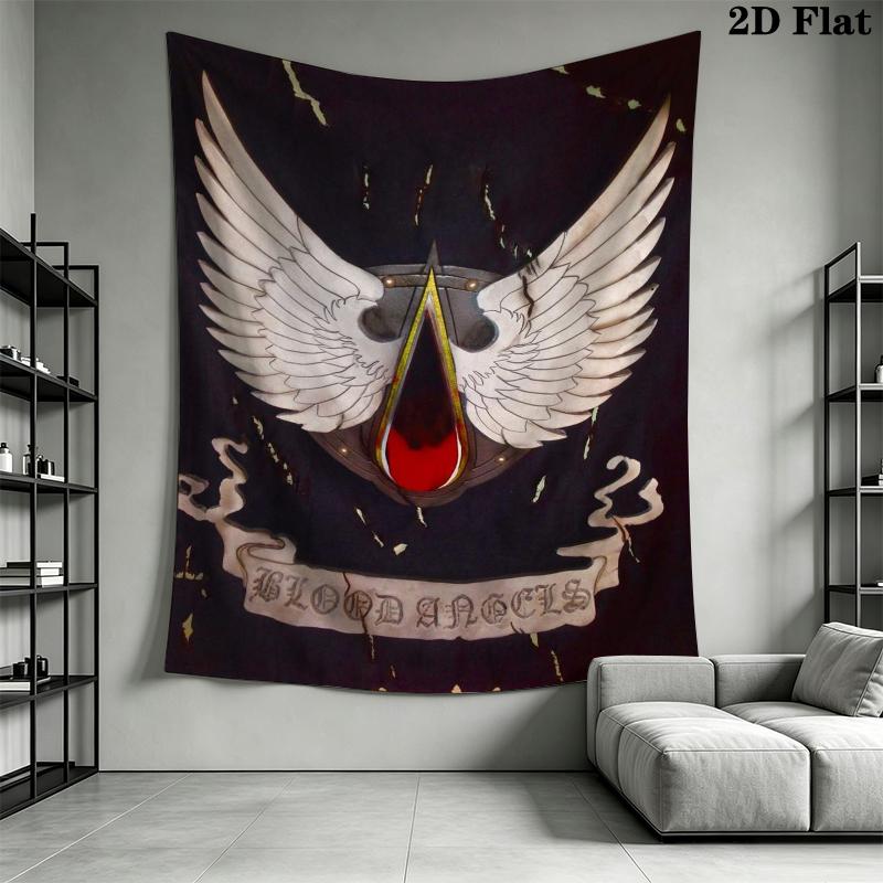 Blood Angels cool Wandteppich Ästhetischer Wandbehang Bedruckter Stoffdecke Dekorative Wandteppiche für Schlafzimmer Wohnzimmer Heimdekoration