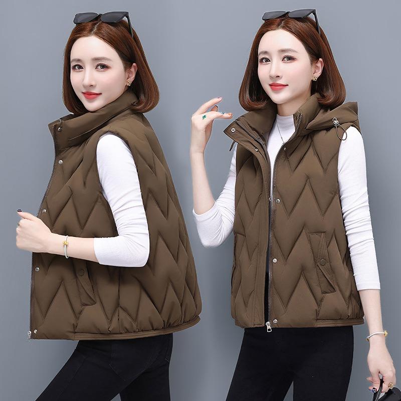 New Vest Vest Autumn and Winter Light Down Cotton Jacket Short Middle Aged and Elderly Wearing Vest Women