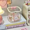Kawaii Hair Accessories Desktop Transparent Storage Box Organizer with Lid Kids Girl Hairpin Storage Large Capacity Jewelry Box