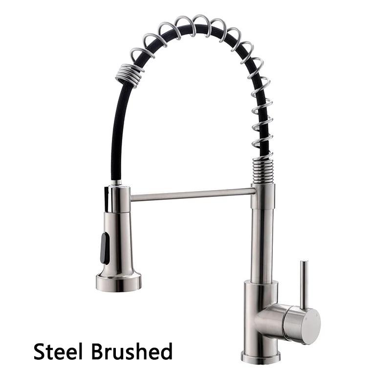 Brushed Gold Pull Down Kitchen Sink Faucet Brushed Gold Swivel Spout Kitchen Tap Hot And Cold Water Kitchen Mixer