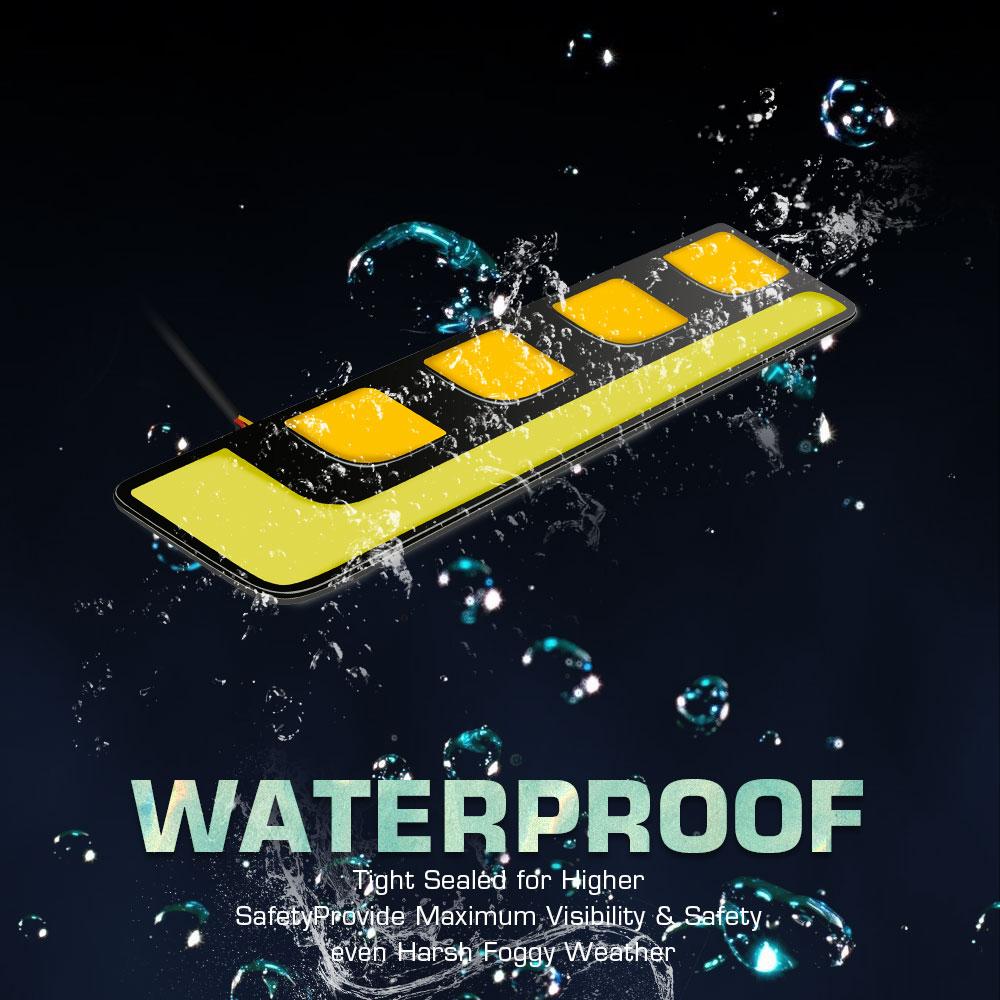 2Pcs Car Light Assembly DRL Led COB Daytime Running Lights White Yellow/Amber Auto DRL Turn Signal Light External Auto Daylight