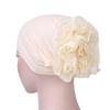 Frau Große Blume Turban Haar Zubehör Elastische Tuch Haar Bands Hut Chemo Beanie Damen Muslimischen Solide Haar Verlust Schal Kappe