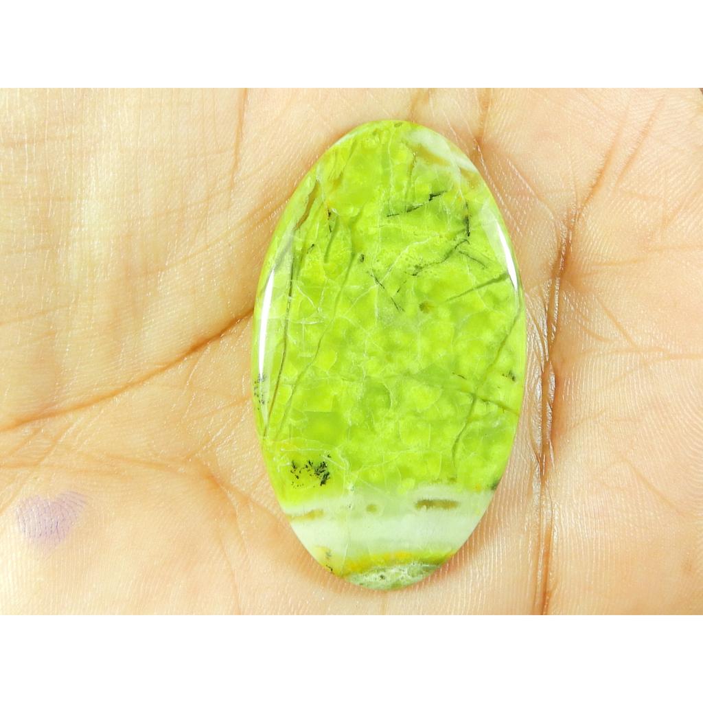 25X43X05 MM Natural Green Opal Oval Shape Cabochon Loose Gemstone 45Cts. SK-4746