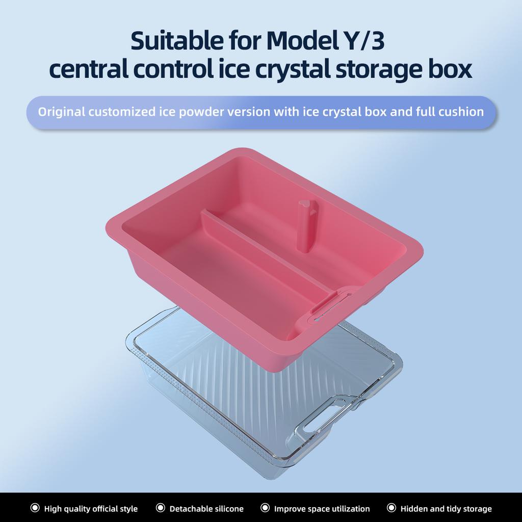 LUCKEASY for Tesla Model 3 Model Y 2023 Central Control Storage Box Ice Crystal Style Armrest Organizer Case Ca Accessories