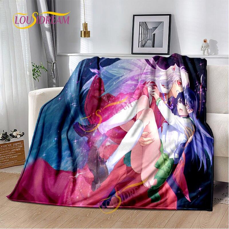 Inuyasha battaniyesi sıcak rahat çocuk battaniyesi karikatür pazen çarşaf kanepe örtüsü yürüyüş yetişkin ofis öğle yemeği molası battaniyesi.