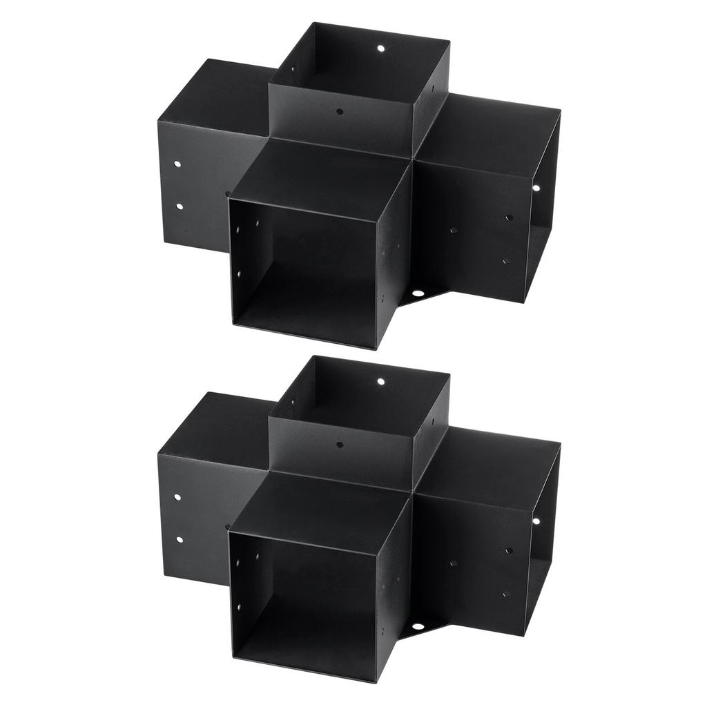 Pergola Bracket Kit 6''x6'', Inner Size 5.6"x5.6 2pcs 4-Way Heavy Duty Corner Bracket Woodworks DIY Post Base Kit, Easy Installation Wooden Beams for