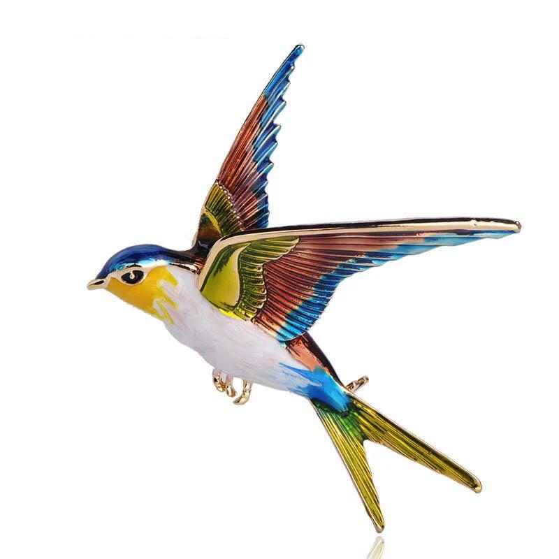 Swallow Brooch for Women. Accessory Imitation Enamel Brooch for Simple Sweater Pin, Elegant Design.
