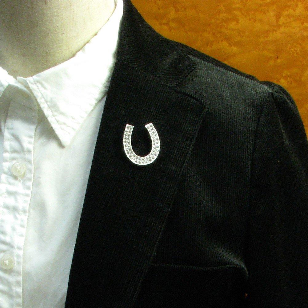 GEM Plus Horseshoe Brooch Lapel Pin for Men and Women KS45042 (Silver)