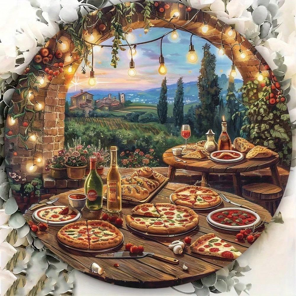 Retro Pizza Tin Sign 8x8 Inch Vintage Metal Wall Art Home Bar Cafe Decor