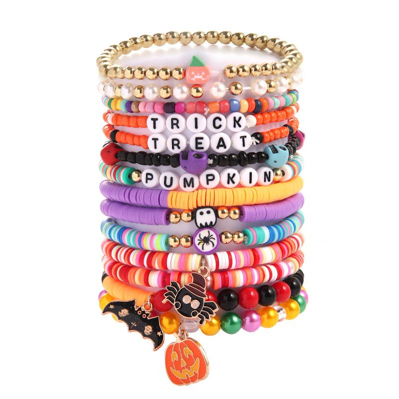 Hot Sale Acrylic Bracelet Set Halloween Bracelet Cartoon Ghost Pumpkin Jewelry Horror Dress Up Ornament