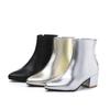 Women's Boots Ankle Korean Style Autumn and Winter New Pointed Short Boots Square Heel Side Zipper Warm Outdoor Women Shoes