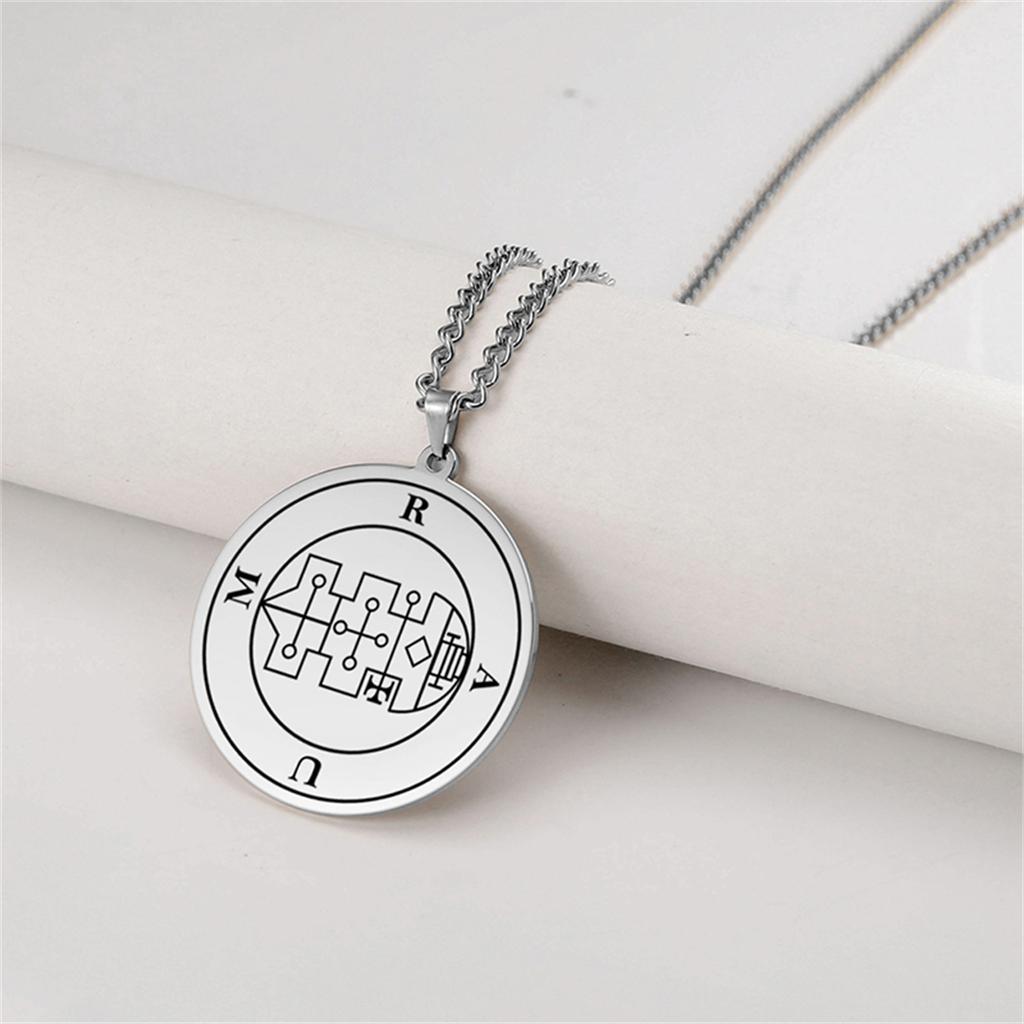 EUEAVAN Vintage Solomon Seal Pendant Necklaces Stainless Steel Silver Color King Asmoday Demon Sigil Amulet Jewelry Gifts