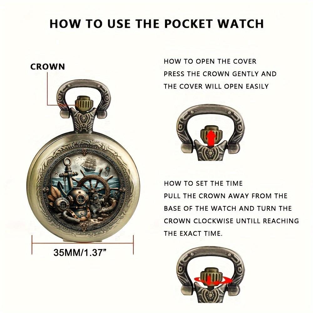 Vintage Unique Nautical Sailboat Anchor Design Quartz Pocket Watch , With Chain Necklace Pendant,Great  Gift for Kids Male Men