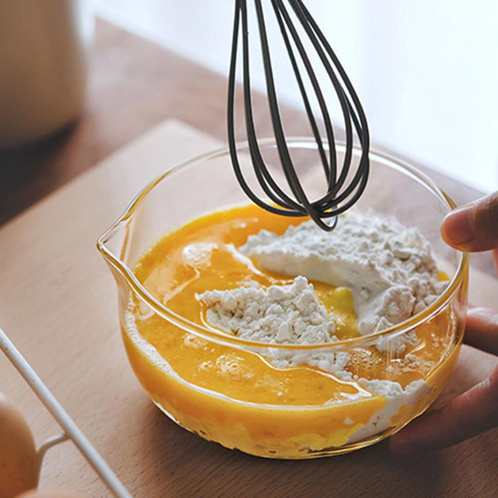 Heat Resistant Glass Mixing Bowl 350/600ml Salad Bowl with Drainage Nozzle Milk Coffee Cup Food Container Enduring