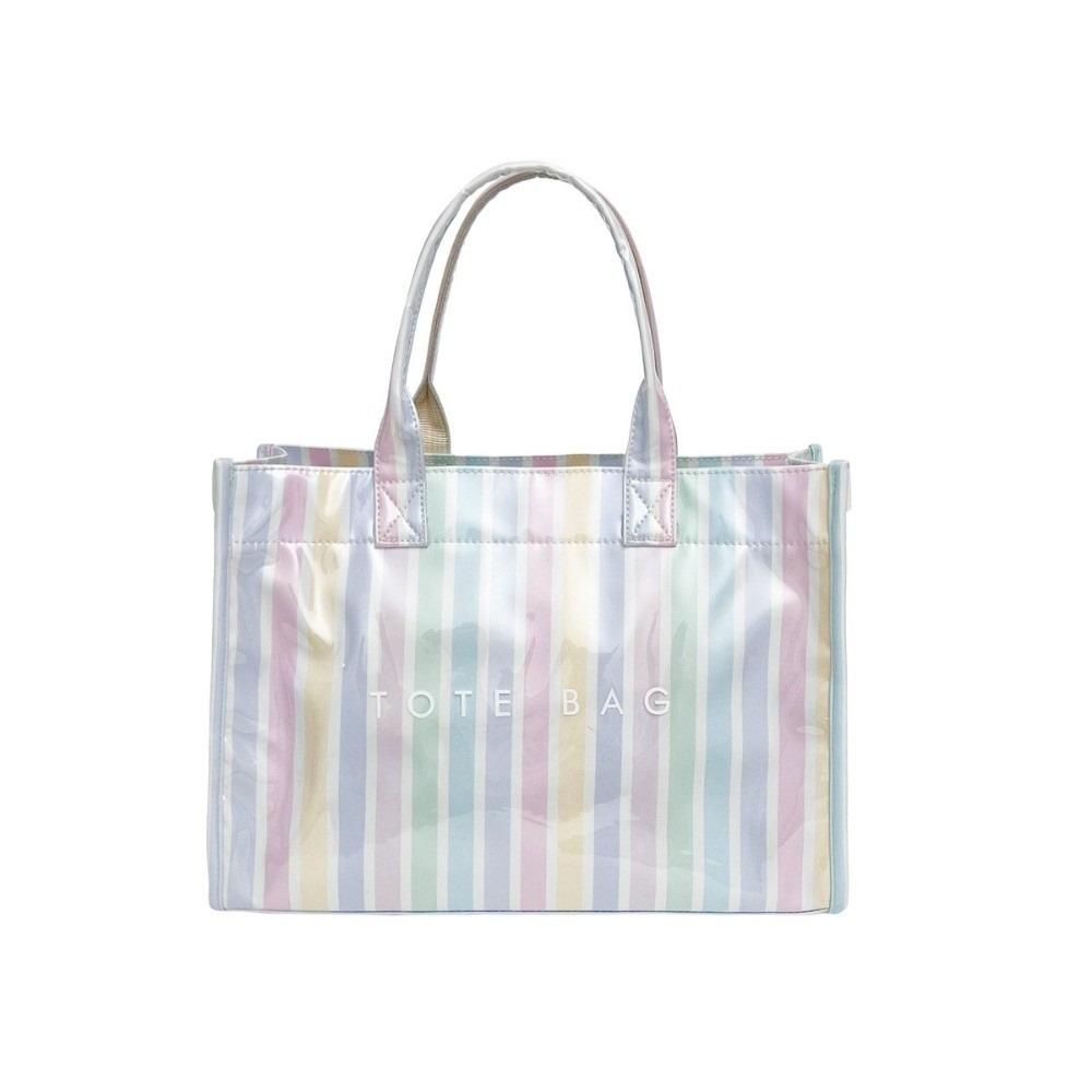 Waterproof Beach PVC Shoulder Bag Large Capacity Handbag Vertical Striped Tote Bag Daily цветной