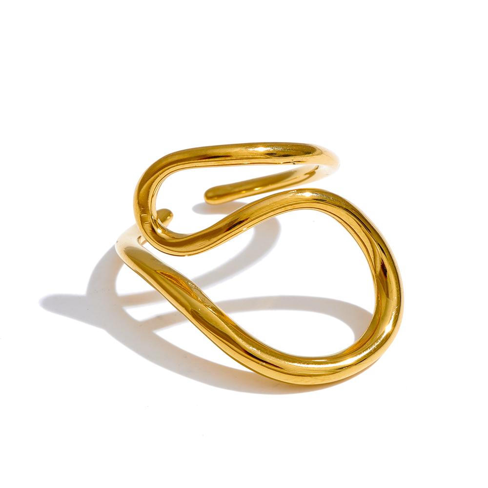 

Yhpup Smooth Stainless Steel Geometric Open Ring Gold & Platinum Plated Trending Minimalist Adjustable Jewelry Wholesale resizable
