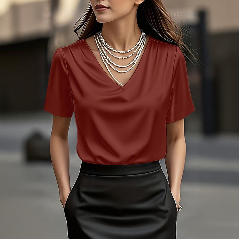ZANZEA Blouse Décontractée à Col V Ample à Manches Courtes pour Femme