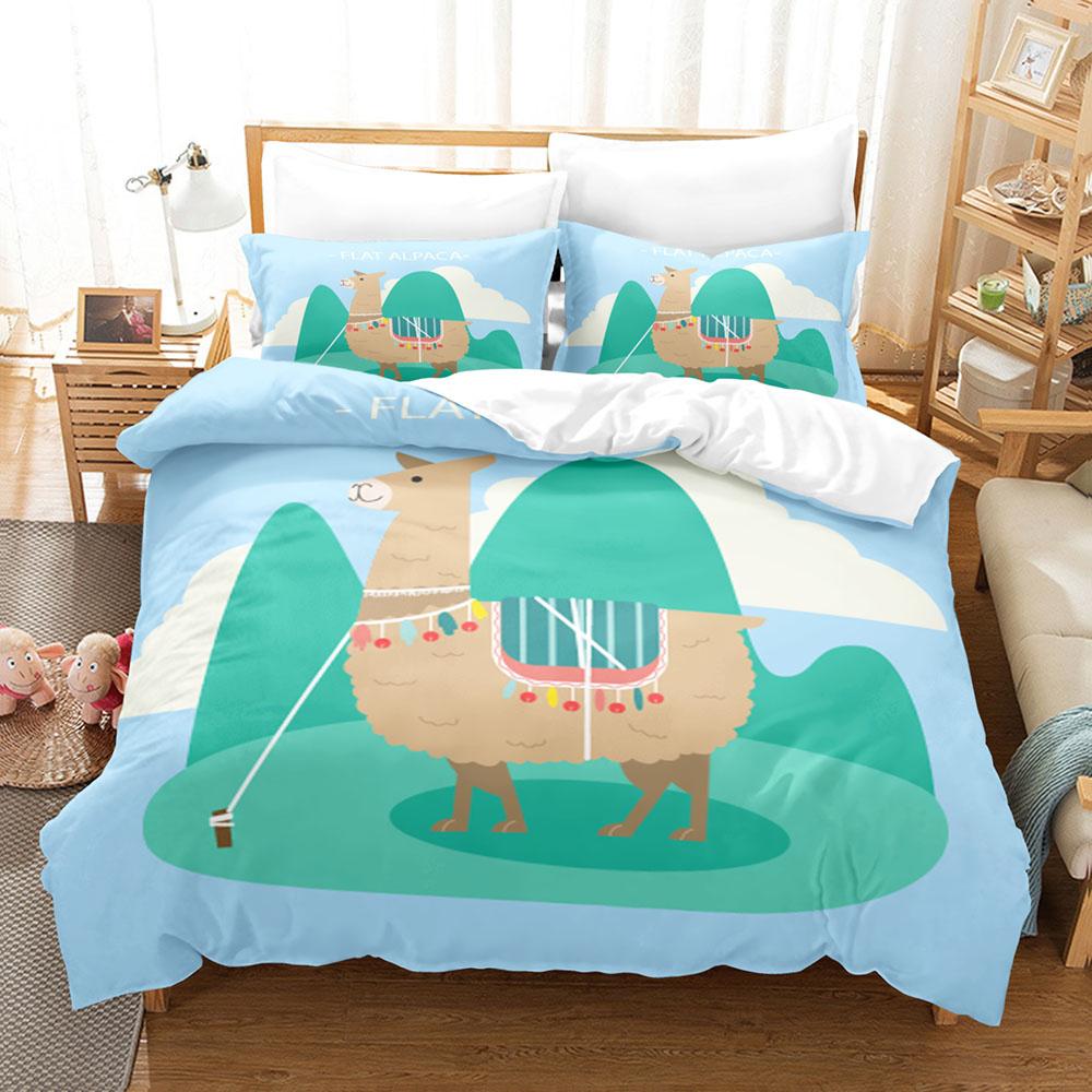 Kreslená koza Povlečení roztomilé kawaii bílá koza bílé pozadí velikost king queen pro dívky chlapce dárek polyesterová sada ložního prádla