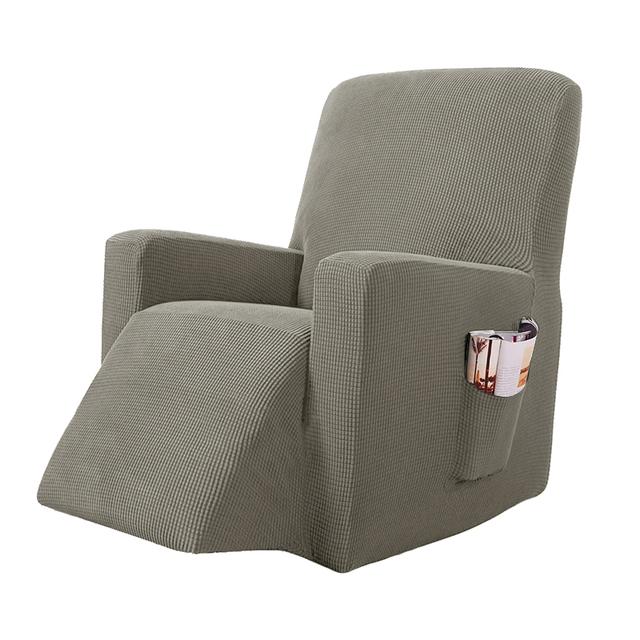 Stretchy Recliner Slipcover Updated Woven Jacquard Recliner Chair Cover With Side Pocket Anti -Slip Fitted Recliner Cover Couch Protector