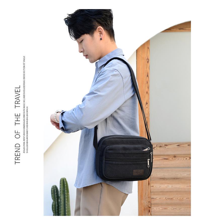 Men's Retro Fashion Canvas Crossbody Bag - Breathable, Solid Color Design