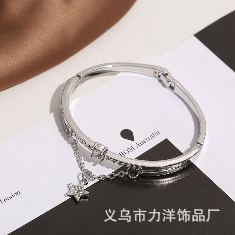 New Internet Celebrity Student Fashion Korean Version Five-pointed Star Diamond Bracelet Fashion Bracelet European and American Crystal Jewelry