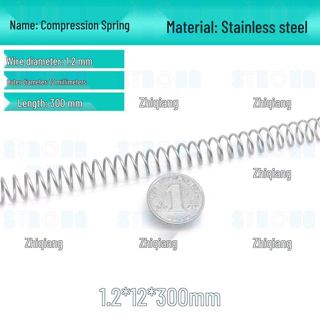304 Stainless Steel Compression Spring – 300mm Long, High Elasticity, Shock Absorption, Customizable