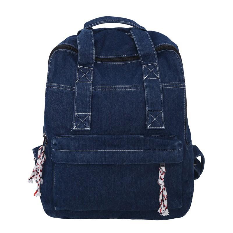 

2024 New Denim Schoolbag Women s Fashion Brand Retro Large-capacity Student Backpack Street Canvas Portable темно-синього кольору