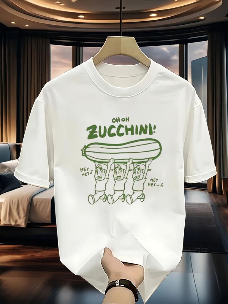 Lustiges Zucchini Cartoon Grafik T-Shirt - Skurriles Rundhals-Shirt, Super Bequem, Perfekt für den Sommer - Tolles Geburtstagsgeschenk für Essensliebhaber Und Gemüse
