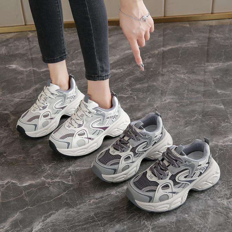 Invisible thick-soled inner heightening dad shoes women's autumn 2025 new breathable small 7cm shit-stepping sneakers