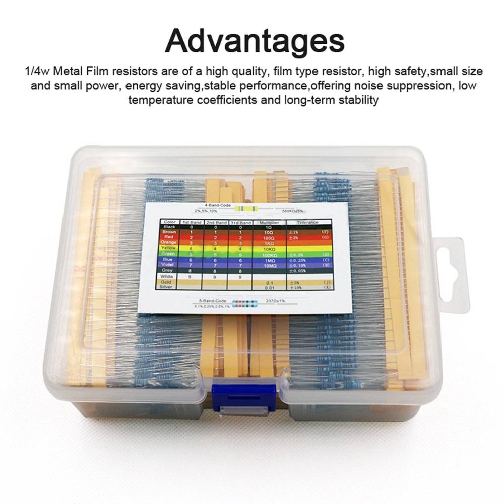 2600pcs 130 Values Resistors Assortment Kit Metal Carbon Film Resistors For Hobbyists