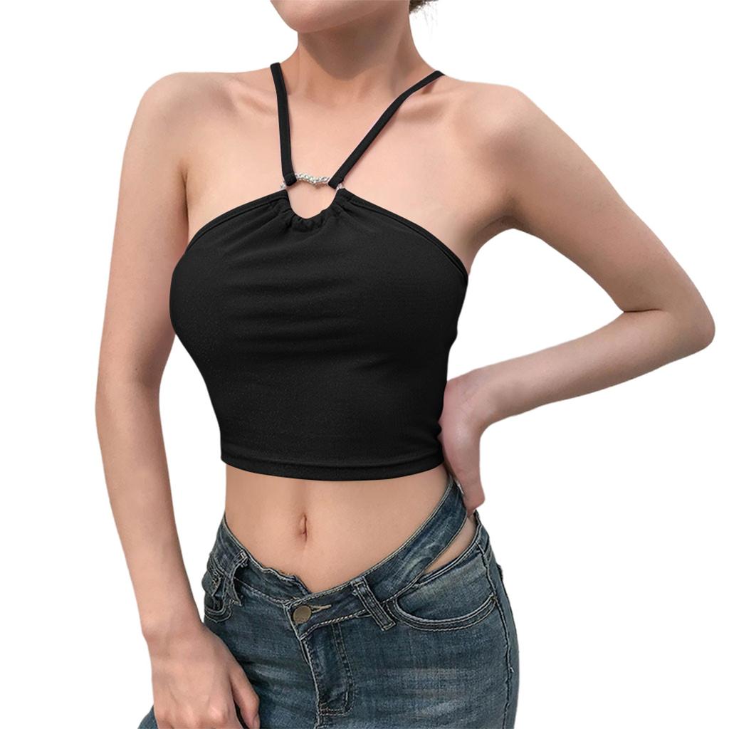 Women's Sexy Tight Strapless Cross Ultra Short Love Circle Sleeveless Vest Top