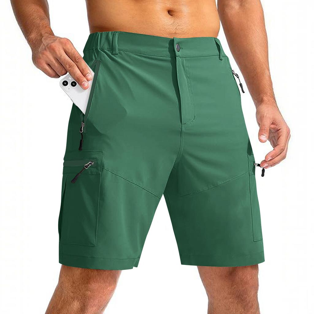 Men's Golf Shorts with Multi Pockets, Elastic Waist Casual Dress Shorts for Summer