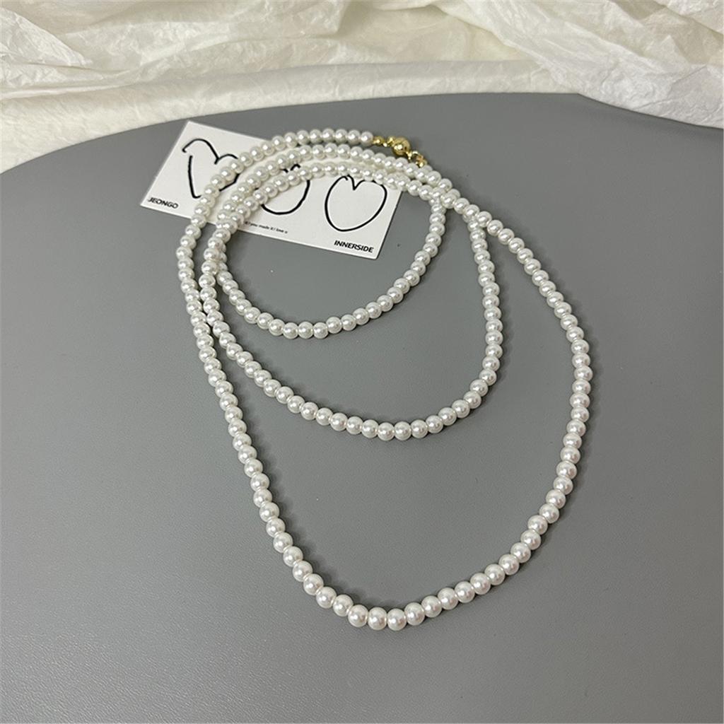 Tooxika Fashionable Temperament Multi-layer Stacking Magnetic Clasp Pearl Necklace Long Light Luxury Jumper Chain Accessories Necklace