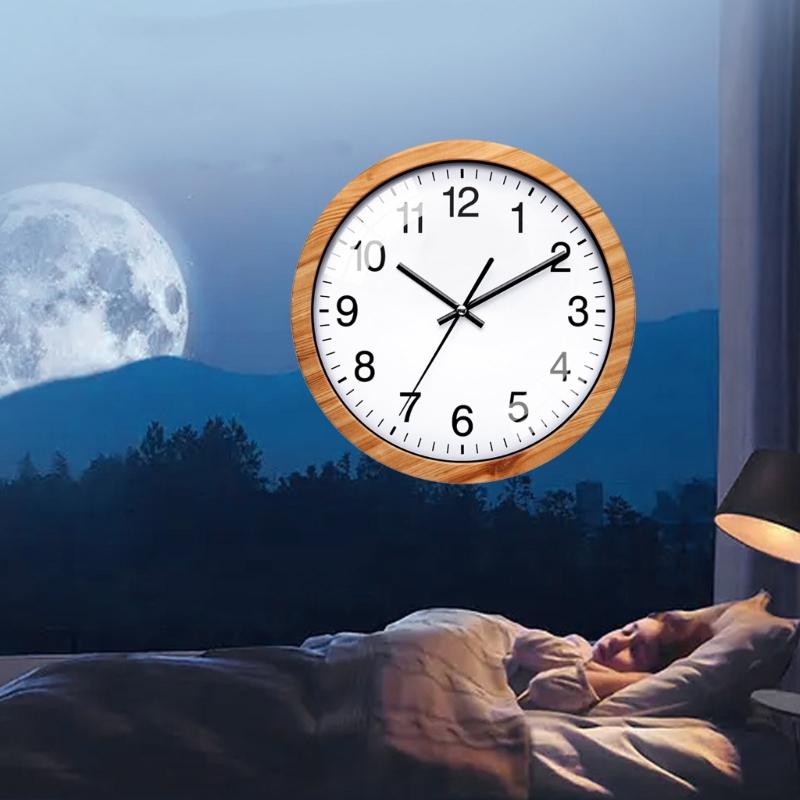 Stylish Round Log Wall Clock, Modern Wood Clock Decorative Battery Operated Wall Clocks for Home Offices Widely Usage