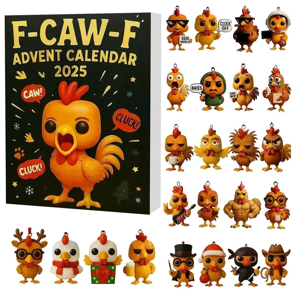 

Christmas Advent Calendar F Caw F Chicken Decorative Figurines With Acrylic Material For Festive Celebrations StyleA