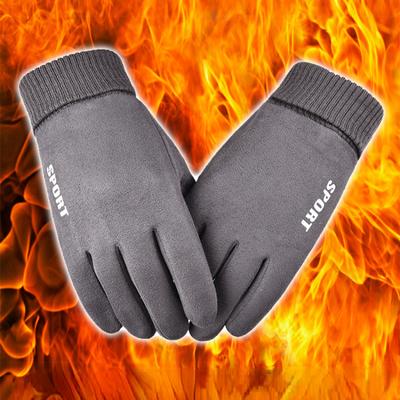 Wildleder gerippte Herren- und Damenpaare Winterwärme Touchscreen Outdoor Radfahren Leckage Zwei Finger und halbe Finger Plüsch verdickte Handschuhe