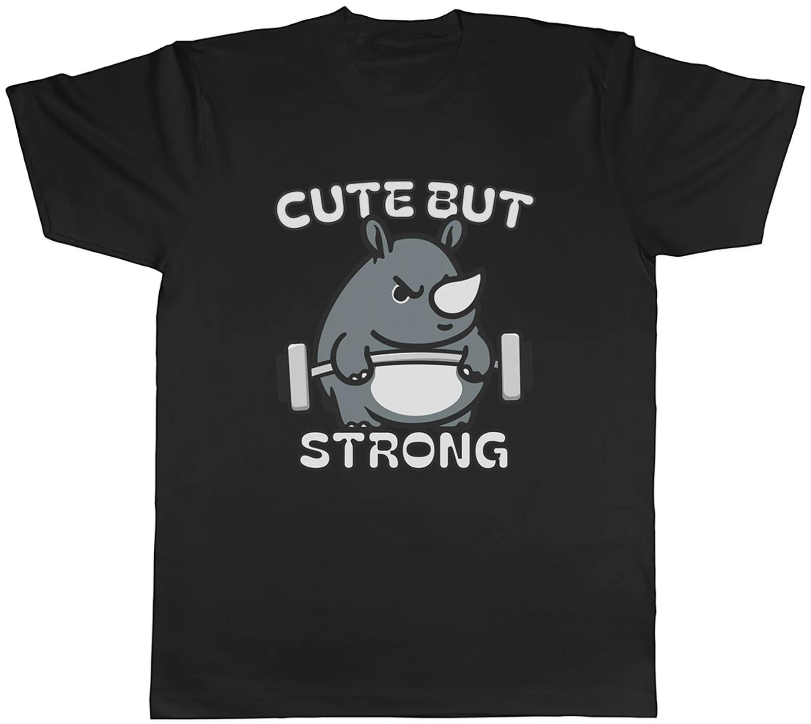Cute but Strong Rhino Lover Rhinoceros Animal Mens T-Shirt Tee Gift Top L