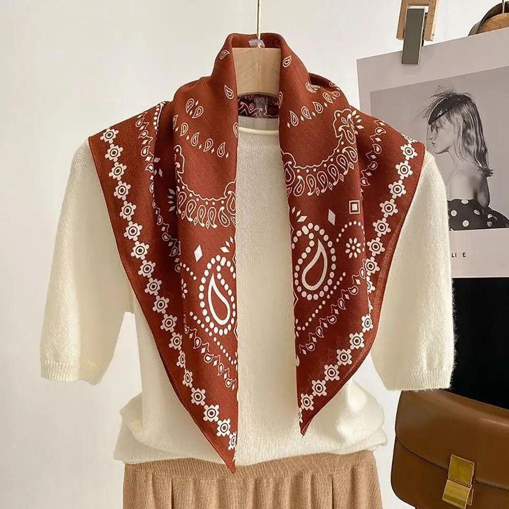 Polyester Head Scarf Retro Neck Scarf Fashion Square Scarf  Decor
