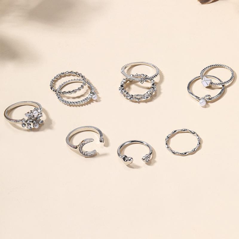 Full Diamond Rings, Jewelry Ins Wind Star Jewelry Women's Niche Light Luxury Ring Set Accessories
