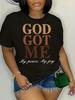 [Plus Size Letter T-Shirt] Plus Size Women's T-Shirt with Letter Print - Plus Size