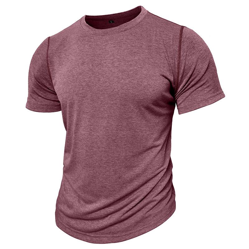 Magliette estive casual da uomo con scollo a giro, vestibilità attillata, a maniche corte, basiche, solide, da allenamento, traspiranti, sportive, traspiranti, per uomo