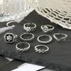 8PCS Vintage Geometrisches Metallringe Set Gravierte Buchstaben Viel Glück Frauen Modeschmuck